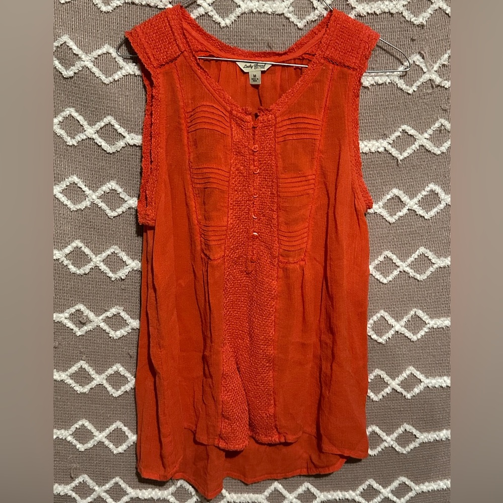 Lucky Brand Women's Orange Sleeveless Top
